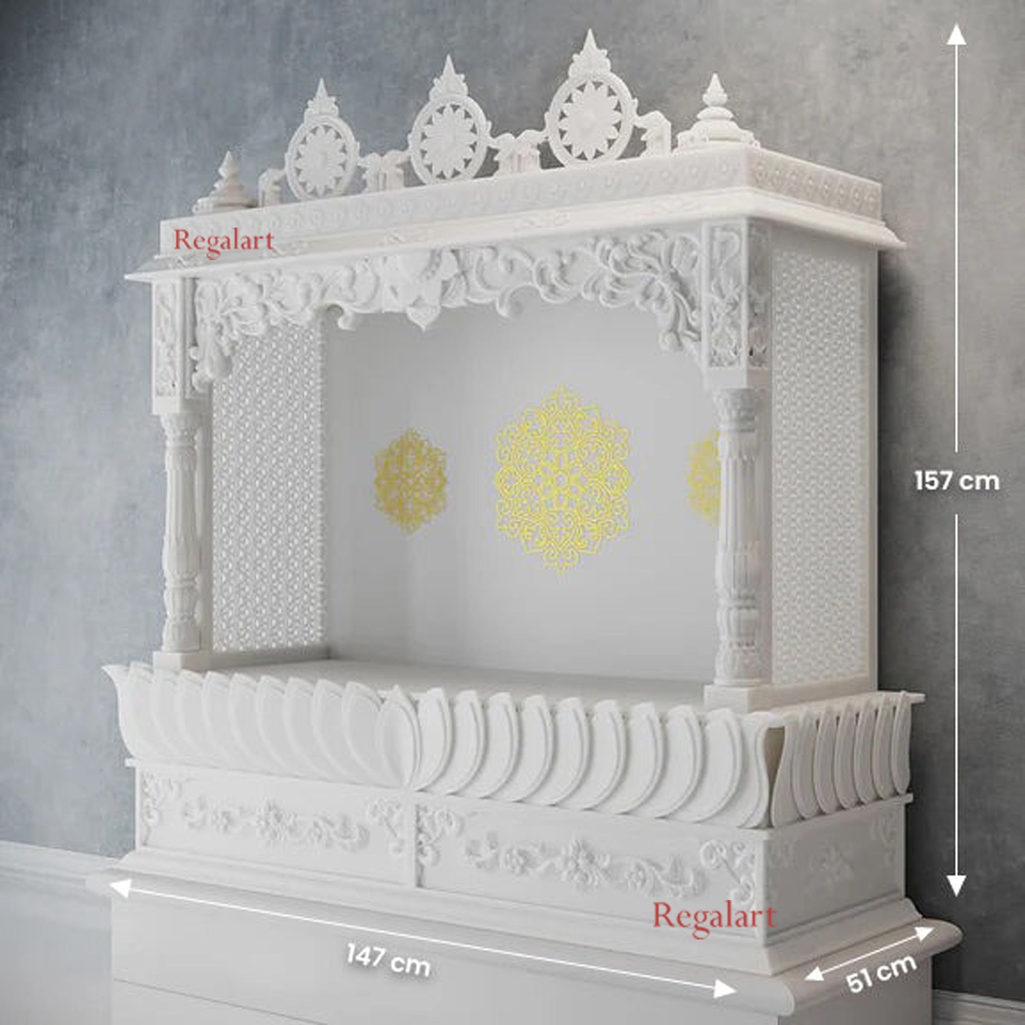 Elegant White Marble Mandir | Handcrafted Home Temple Decor