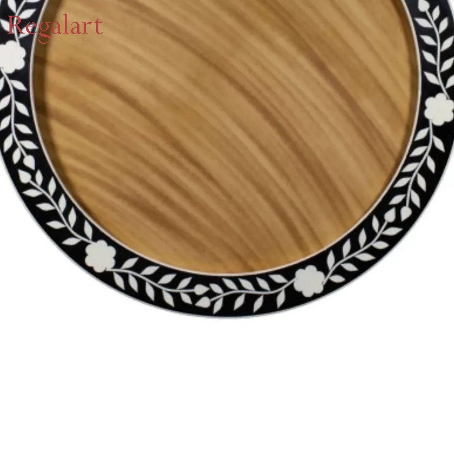 Handmade Black Floral Bone Inlay Mirror Frame - Modern Home Décor Art