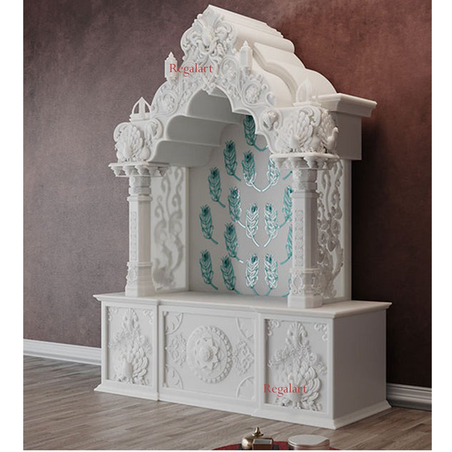 "Mayur White Marble Temple for Home | Handcrafted Pooja Room Mandir | Customizable God Shrine for Home & Office | Elegant Spiritual Décor