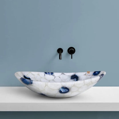 Luxury Agate Bathroom Sink: Polished Crystal Gemstone Vessel