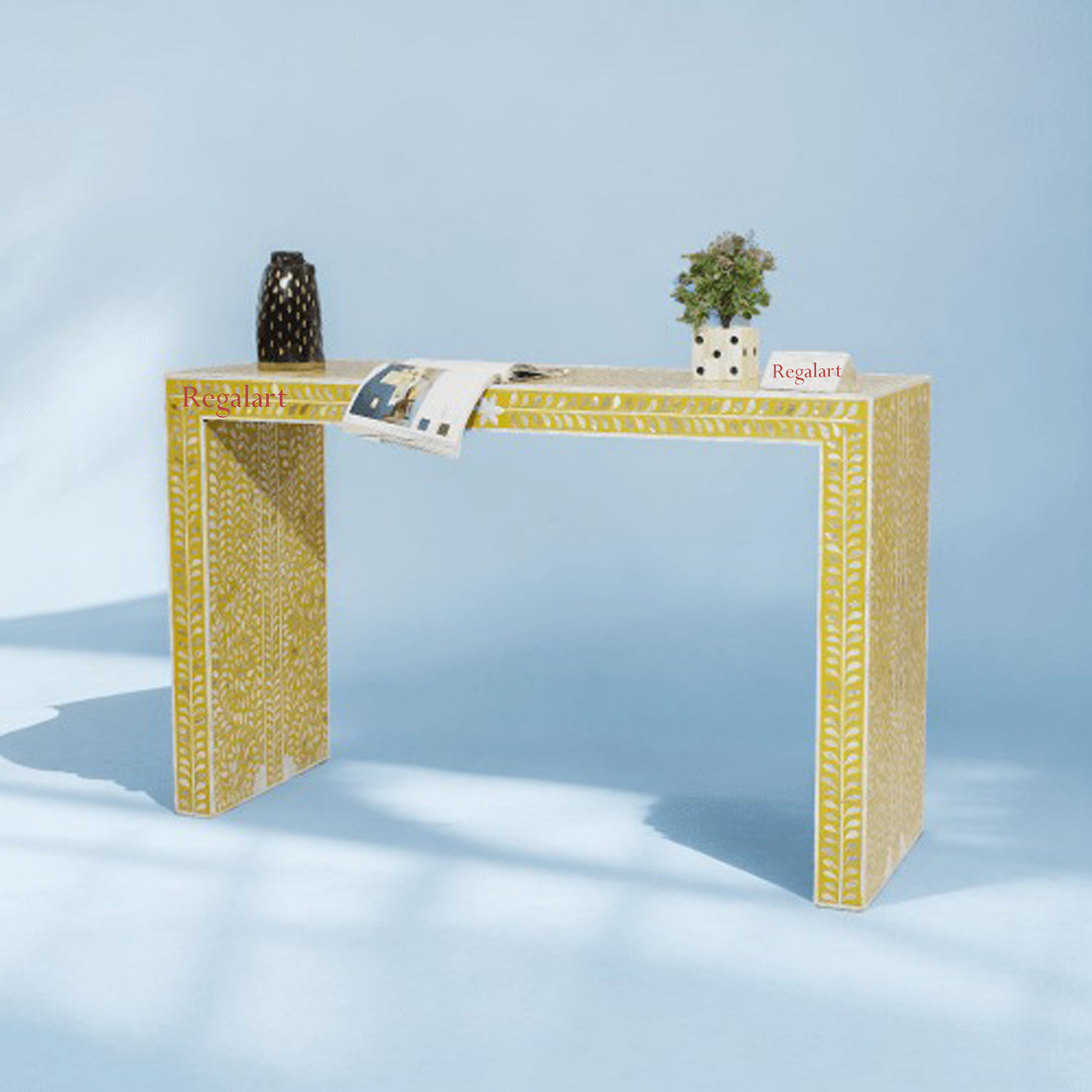 Mother of Pearl Console Table | Handmade Floral Study Desk