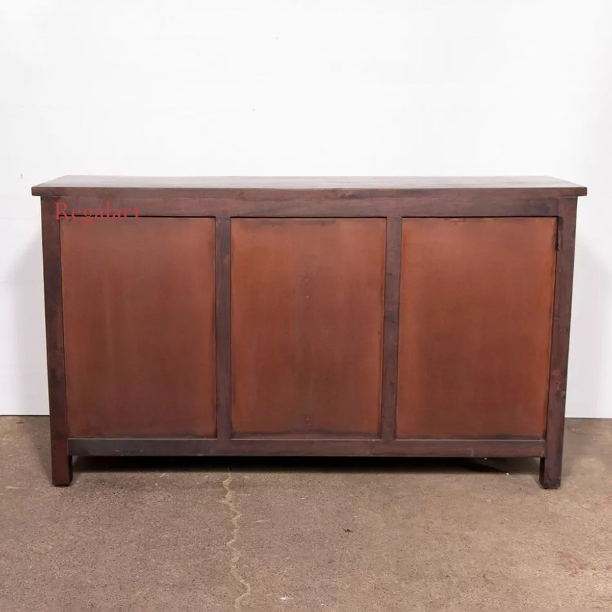 Back View of Handmade Wooden Bone Inlay Chest of Drawers with Solid Wood Construction