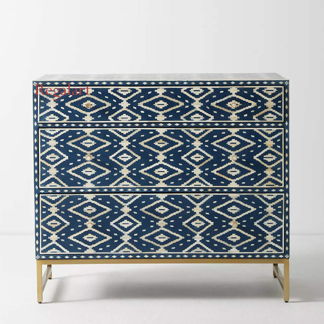 Handmade Bone Inlay Dresser | Vintage Chest of Drawers