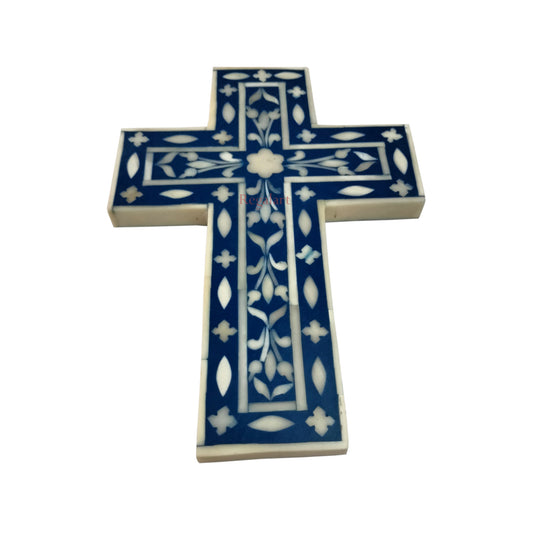 Wall Cross with Bone Inlay - Holy Cross, Gift for Him, Vintage home decor