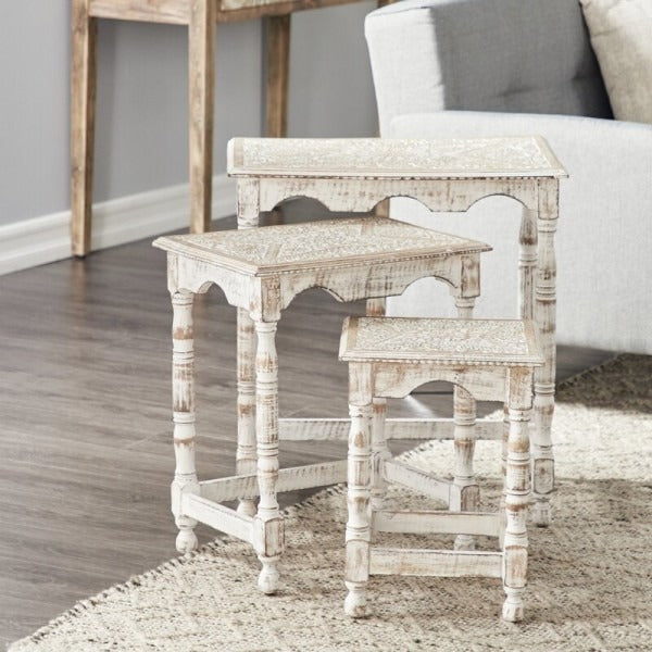 Handmade End Table / Side Table / Nesting Table Combo Rustic Solid Wooden Furniture