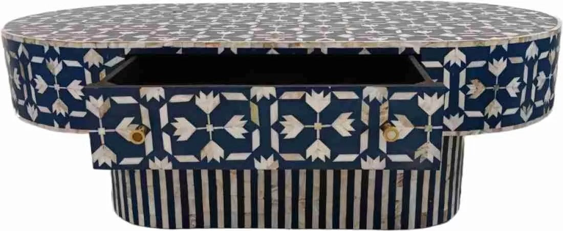 Coffee Table Mother of preal with Storage-Pattern Geometric