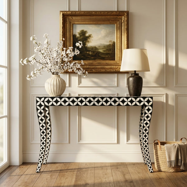 Mother of Pearl Console Table Handmade Luxury Entryway Decor