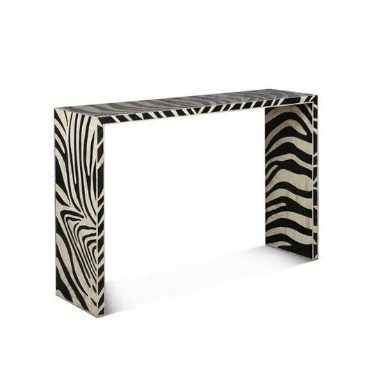 Bone inlay Console Table Zebra Pattern Wood modern home Décor Furniture