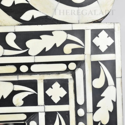 Handmade Bone Inlay Wall Mirror: Baroque Floral Home Decor