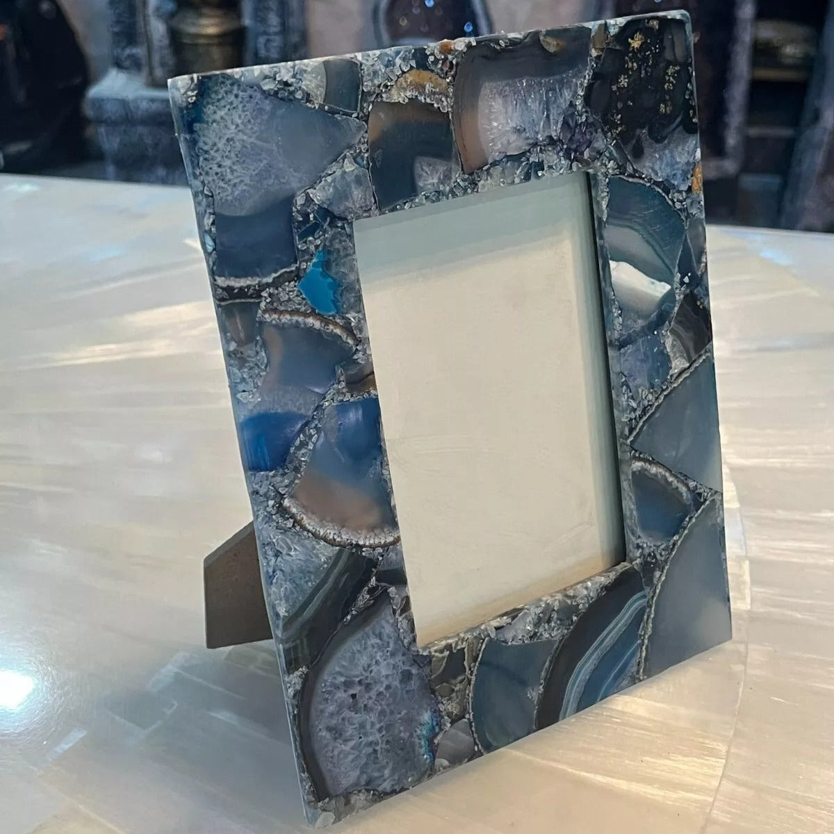 Agate Photo Frame | Blue Brazil Stone Luxury Home Decor Art