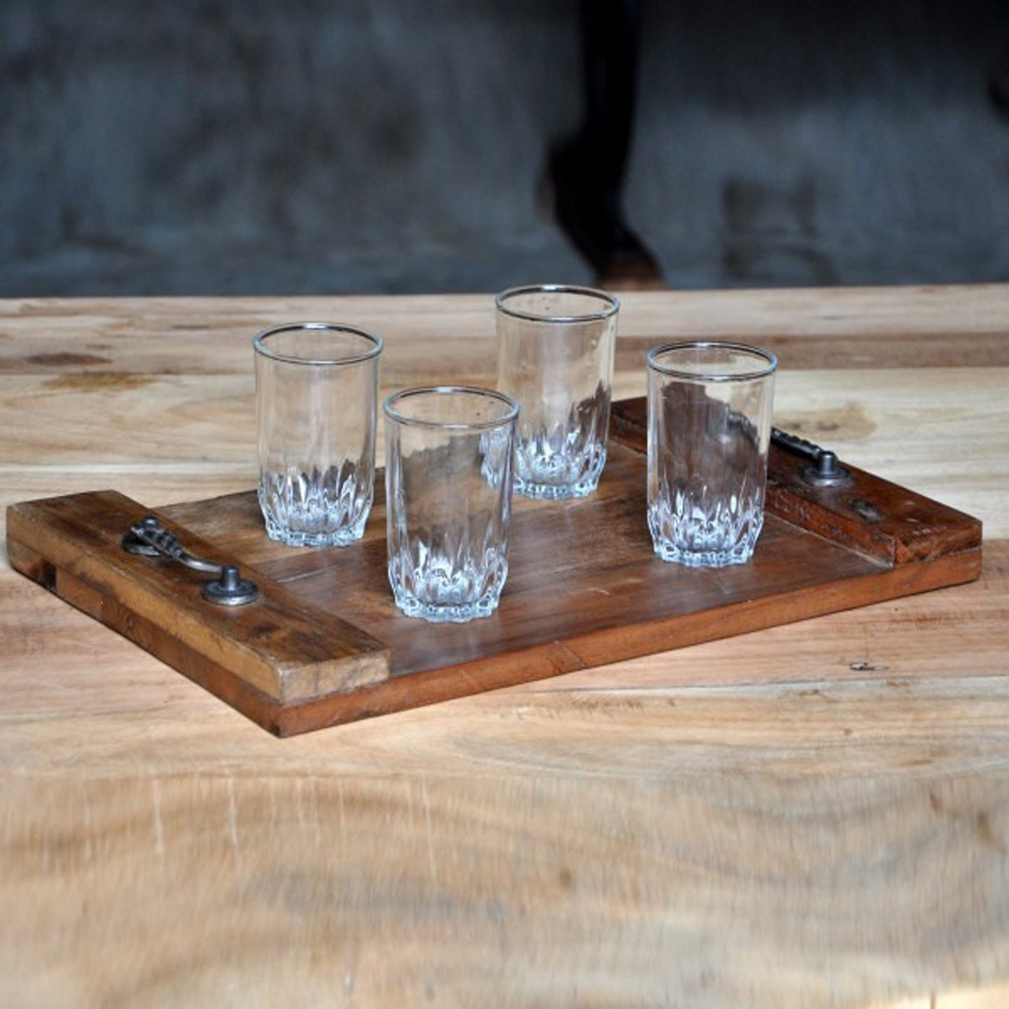 Reclaimed Wood Rustic Kitchen  Serving Tray Handmade Unique Pattern Tray