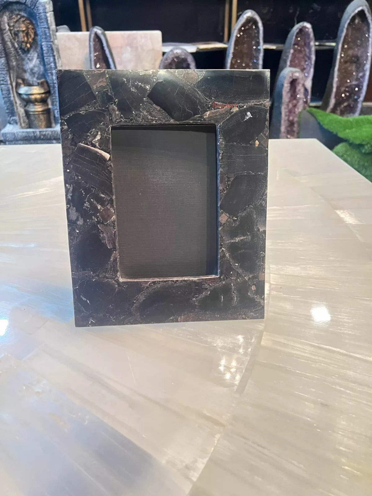 Black Petrified Stone Photo Frame | Luxury Home Decor Art