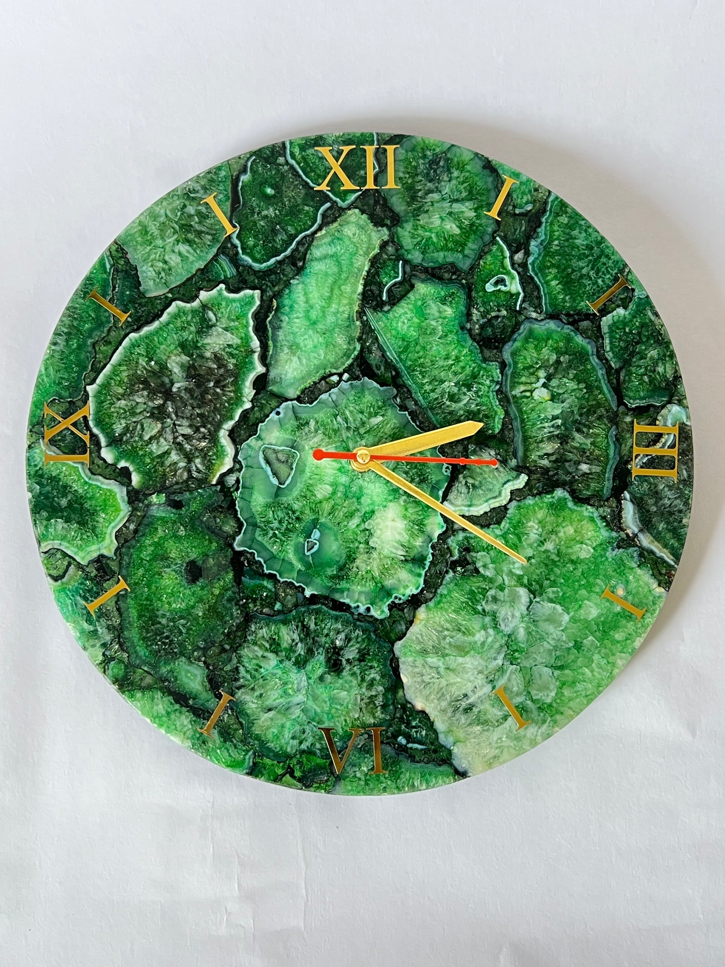 Green Agate Wall Clock- Gemstone Clock
