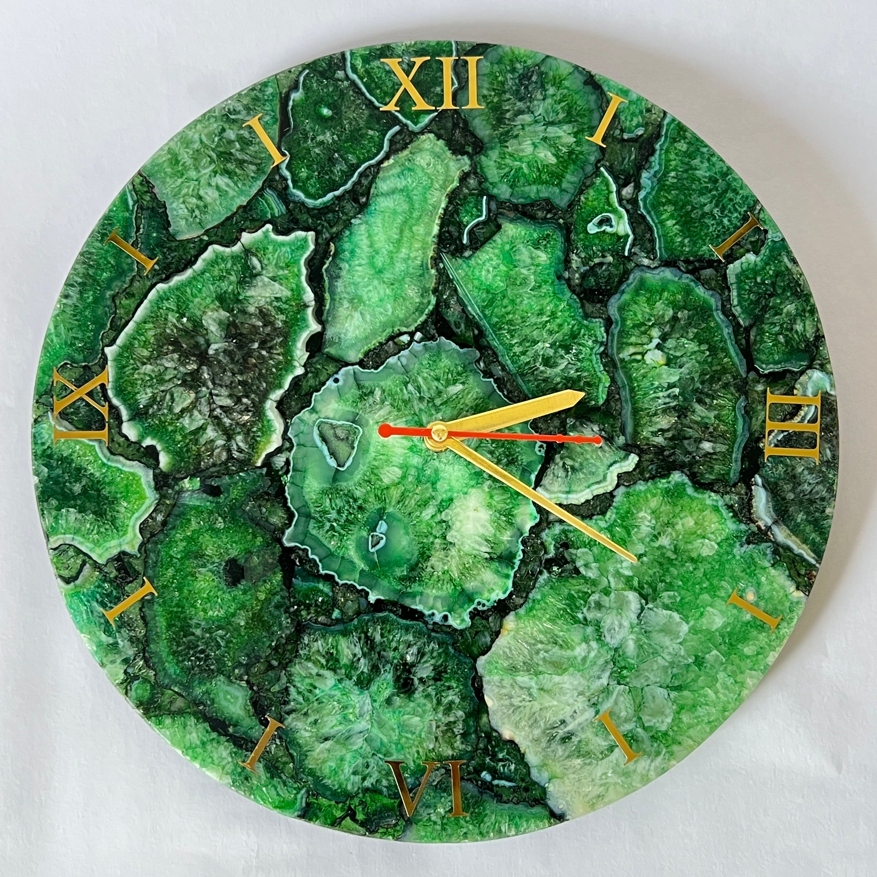 Green Agate Wall Clock | Gemstone Luxury Home Decor Clock