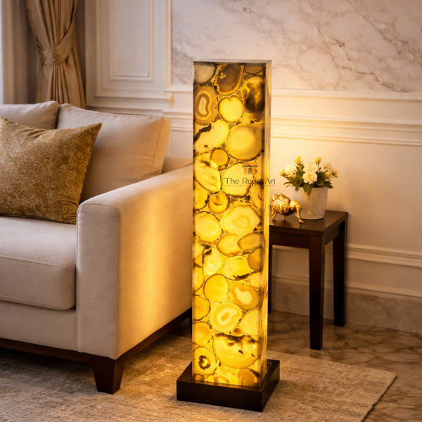Handmade Agate Floor Lamp | Gemstone Luxury Home Decor