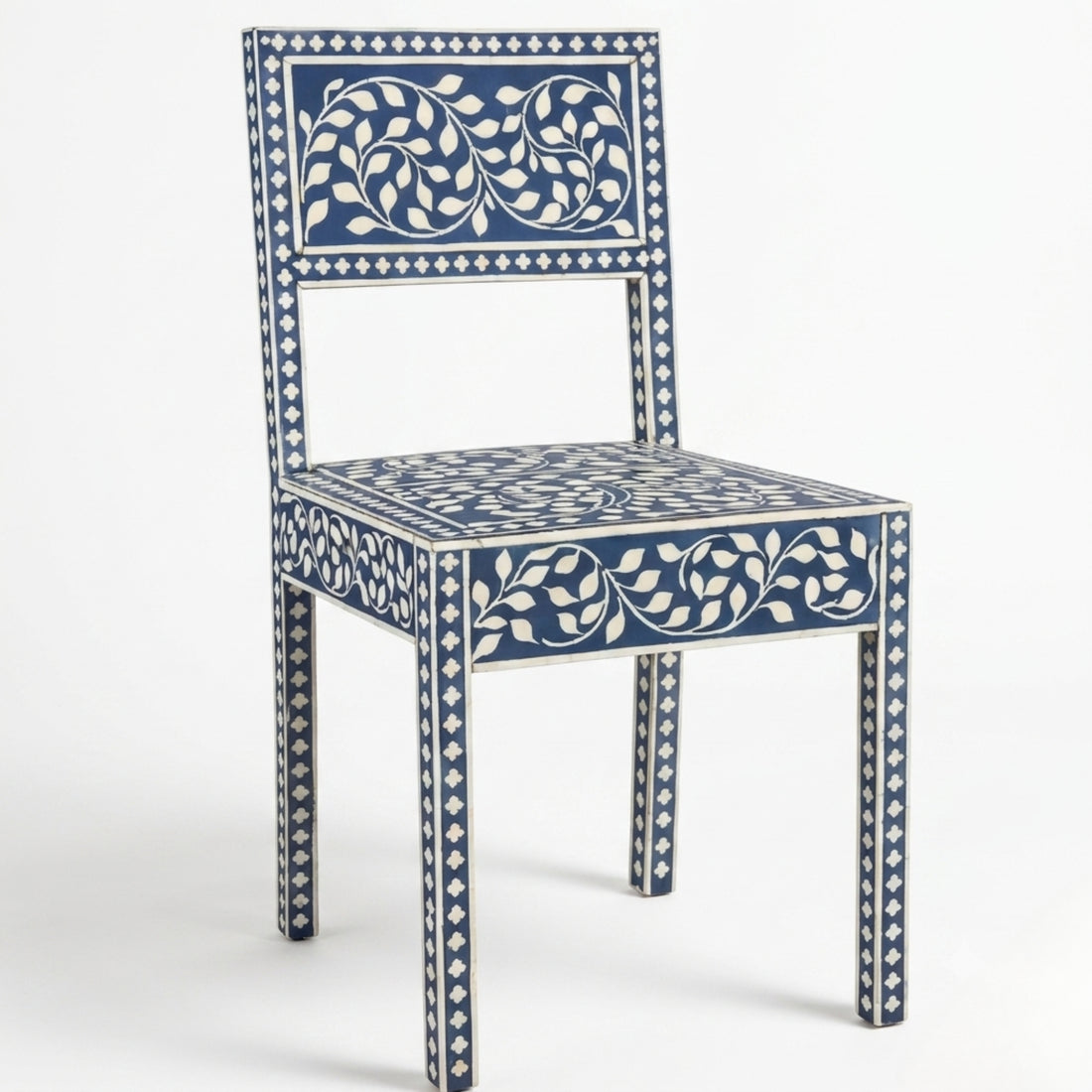 Handcrafted Blue Bone Inlay Chair | Luxury Furniture