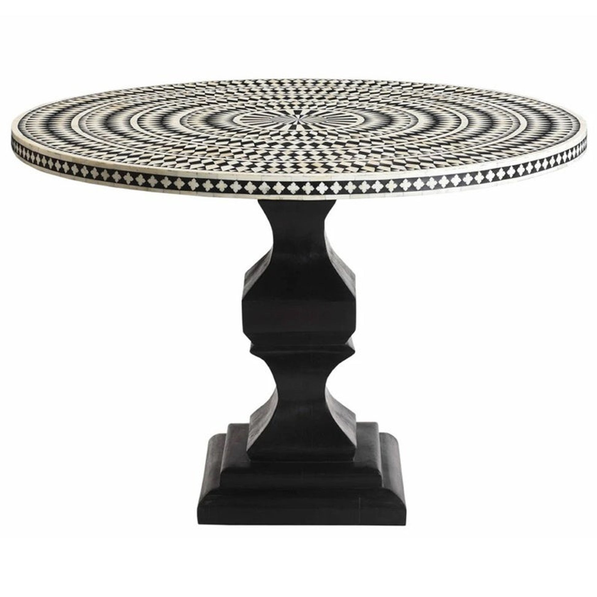 Bone Inlay Tribal Design Big Dining Table - Round Table for Home Decor