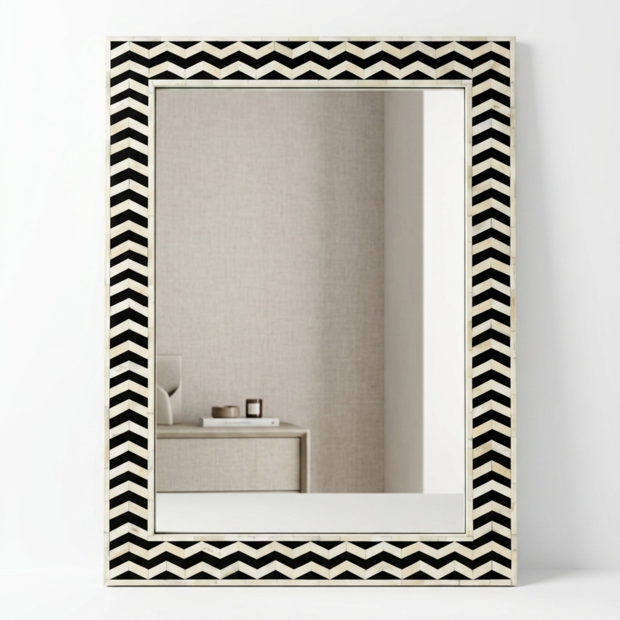 Handmade Bone Inlay Mirror, Rectangle Wall Decor