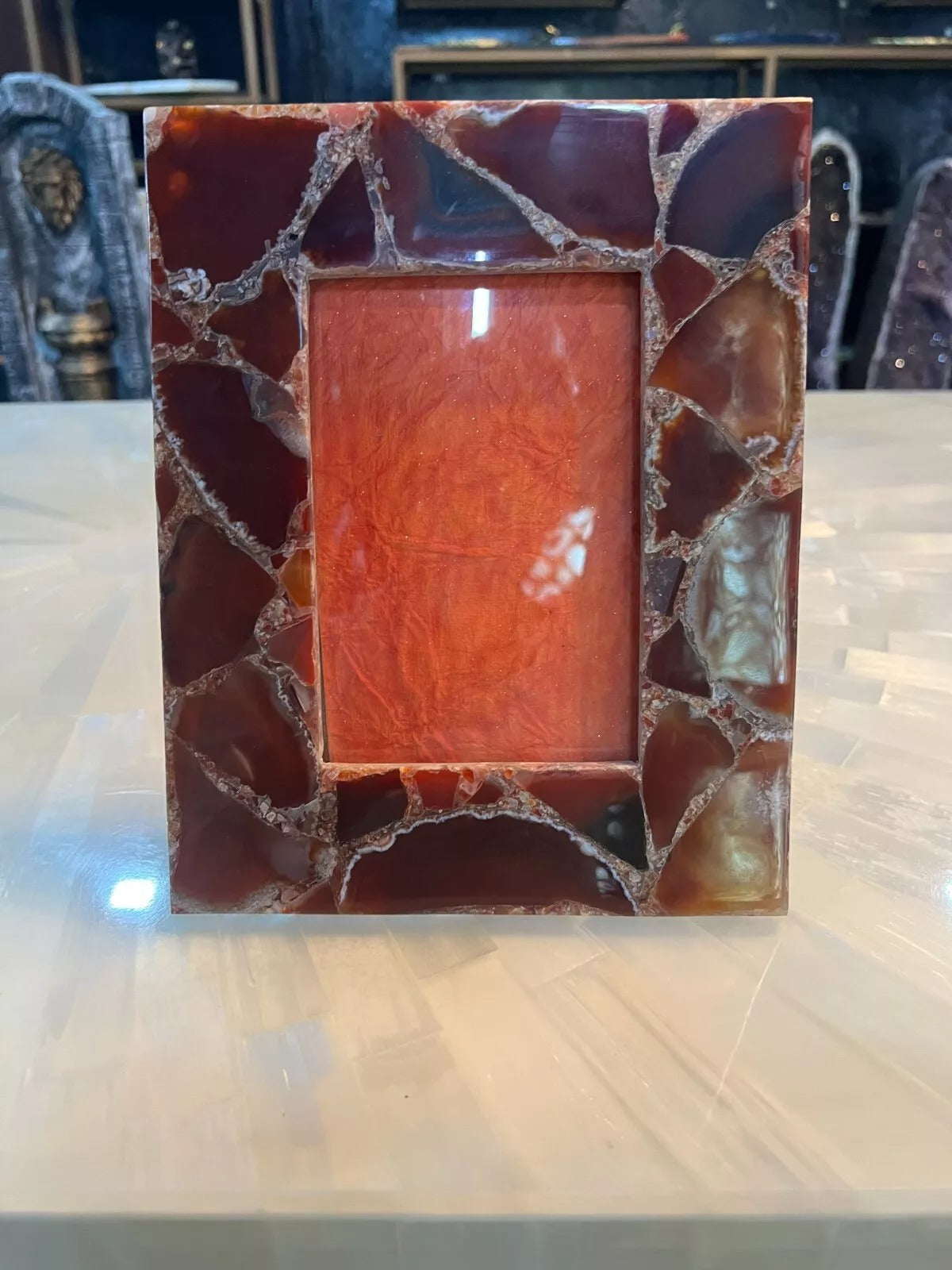 Natural Red Onyx Photo Frame | Unique Couple Gift Decor
