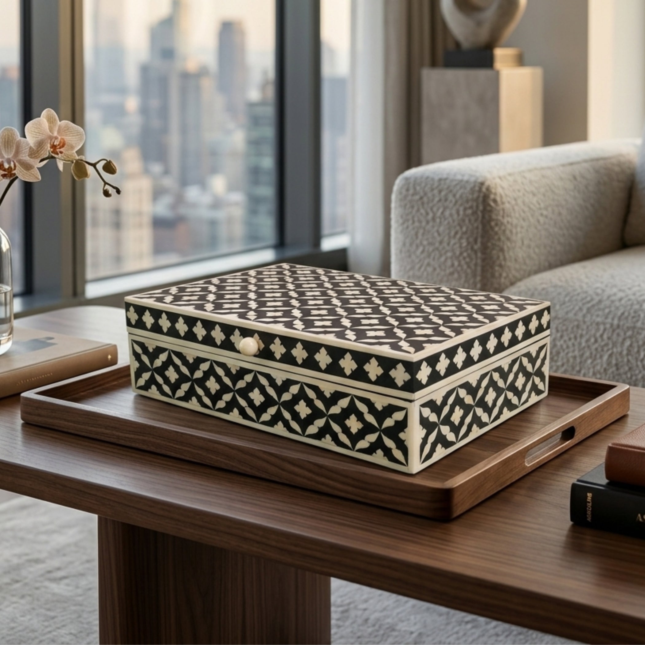 Bone Inlay jewelry box vintage box | Luxury Home Decor