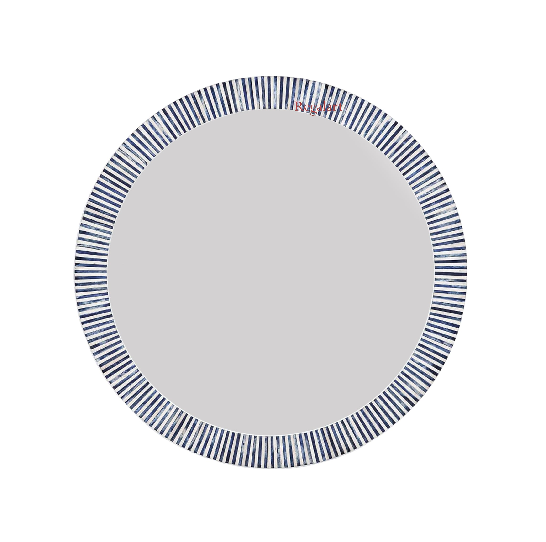 Blue Bone Inlay Striped Design Wall Mirror frame Round Pattern Bathroom end Bedroom Decor Mirror Frame