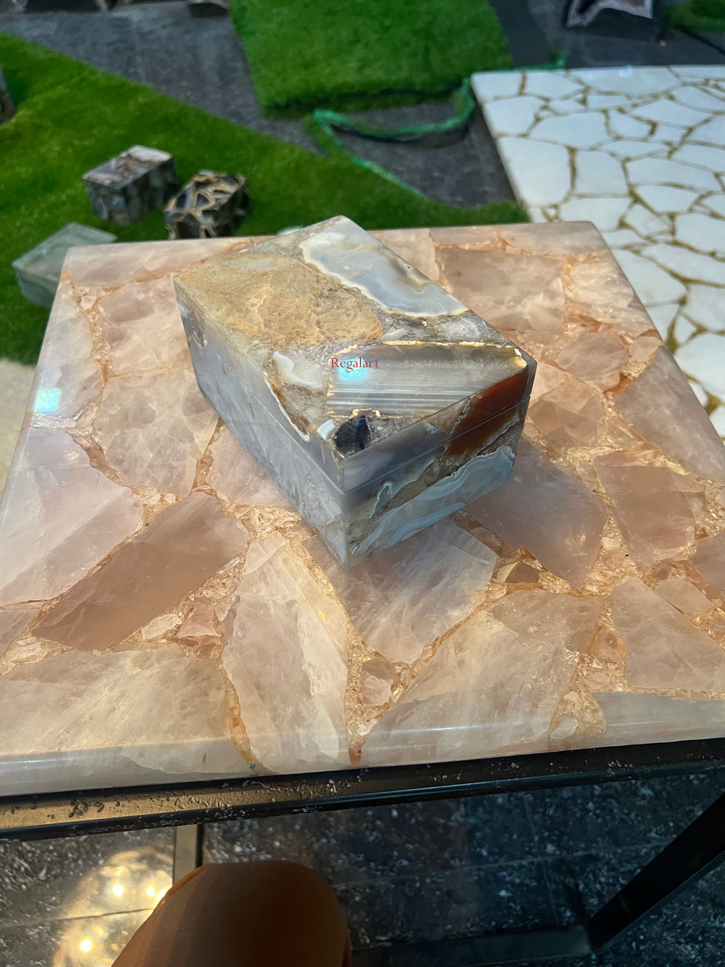 Jewellery Box, Storage Box, Mix Agate Stone Home Decorative