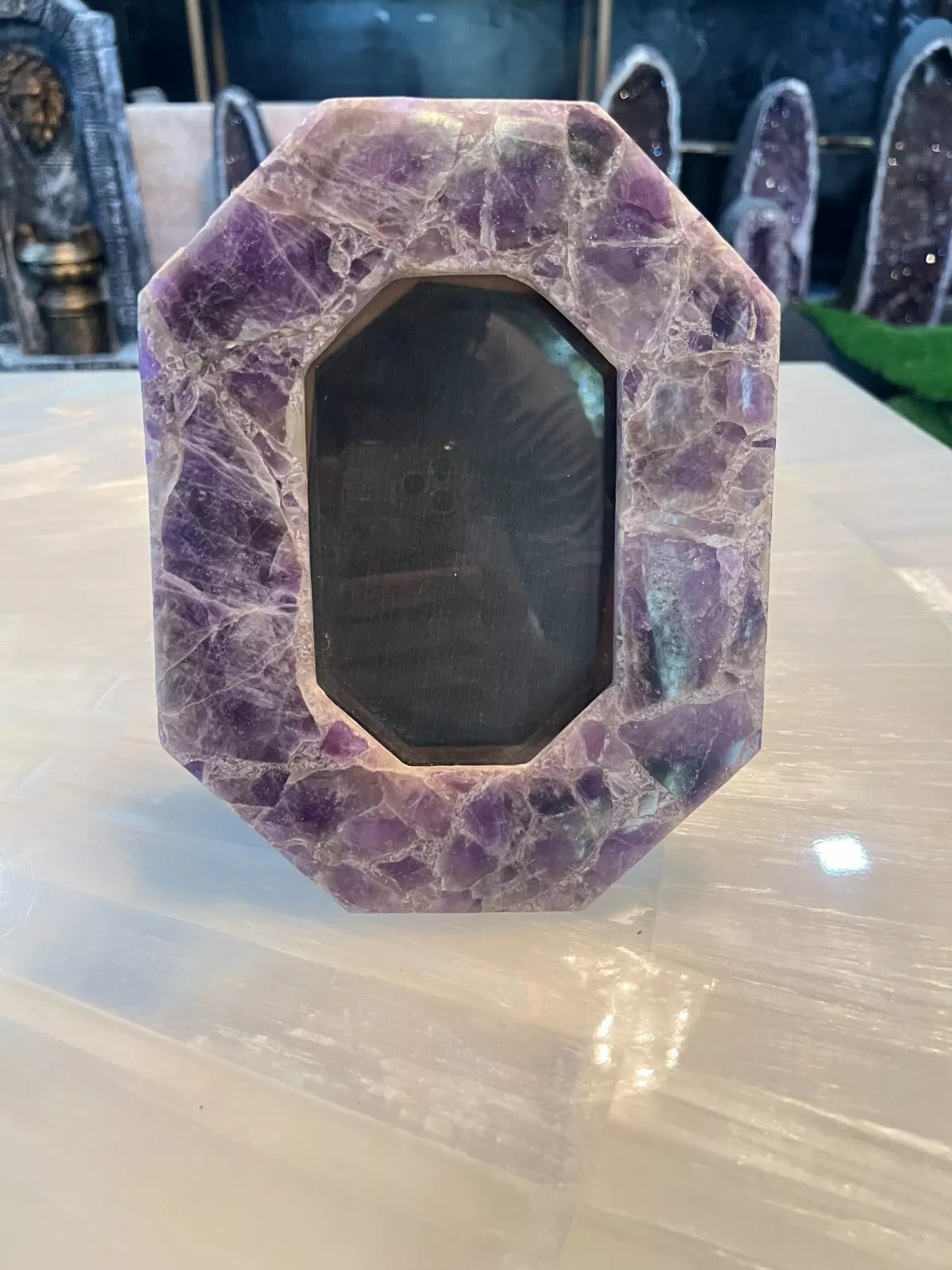 Amethyst Photos Frame Handmade Octagonal Frame Gemstone