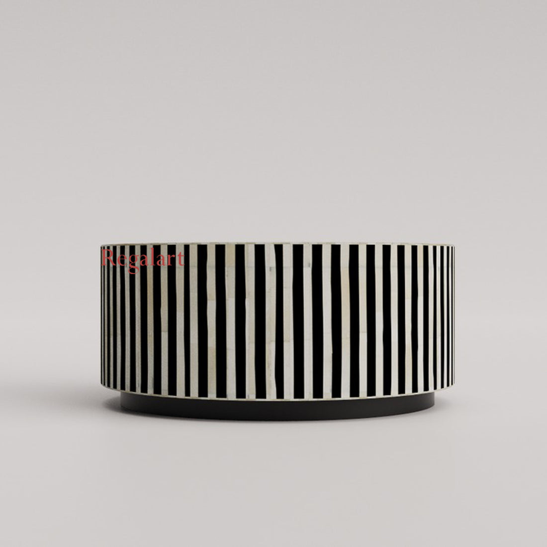 Luxury Striped Bone Inlay Round Coffee Table Home Decor