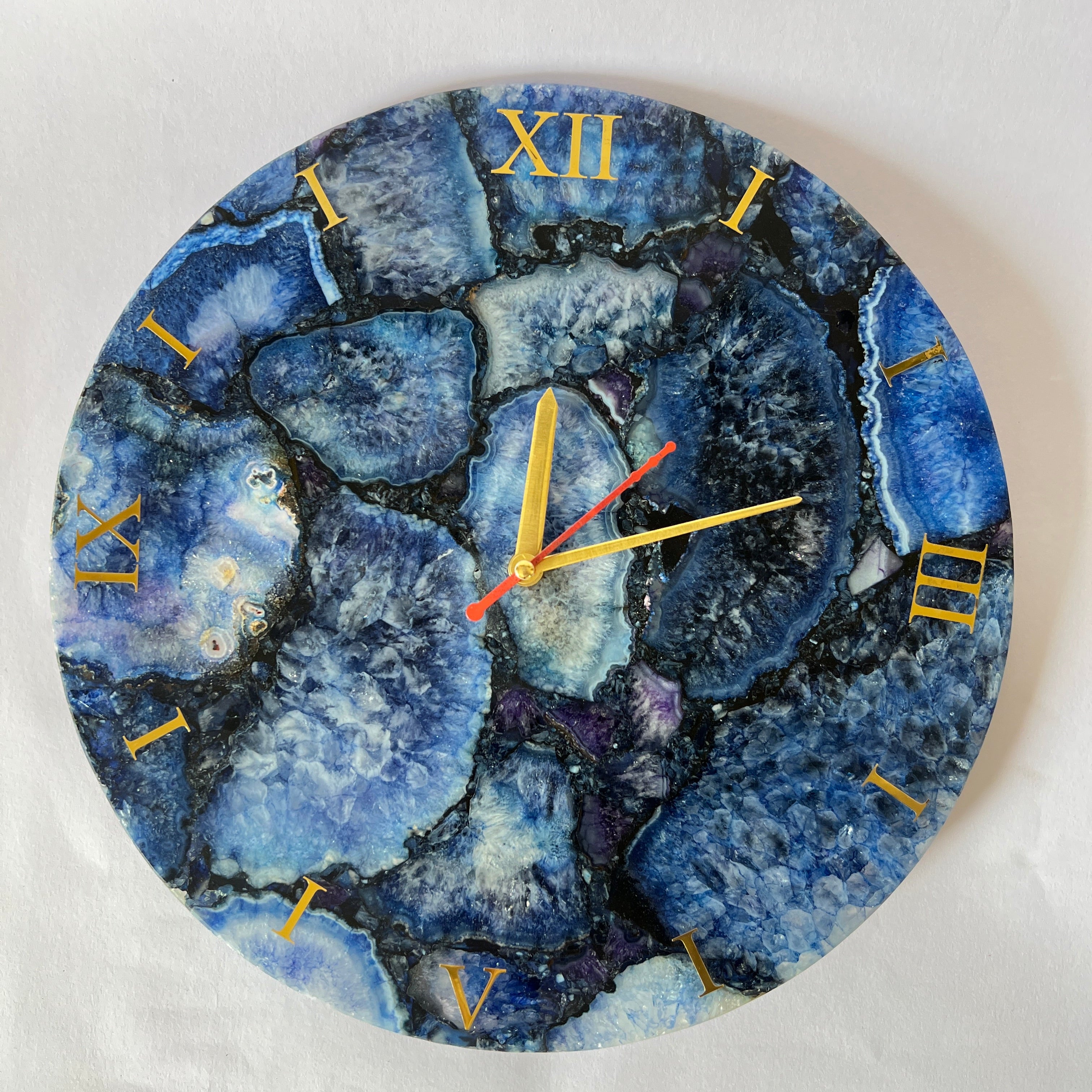 Agate Wall Clock | Blue Natural Stone Living Room Decor