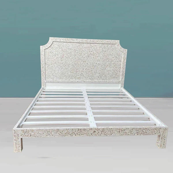 Handmade MOP Inlay Bed | Luxury Floral Bedroom Decor
