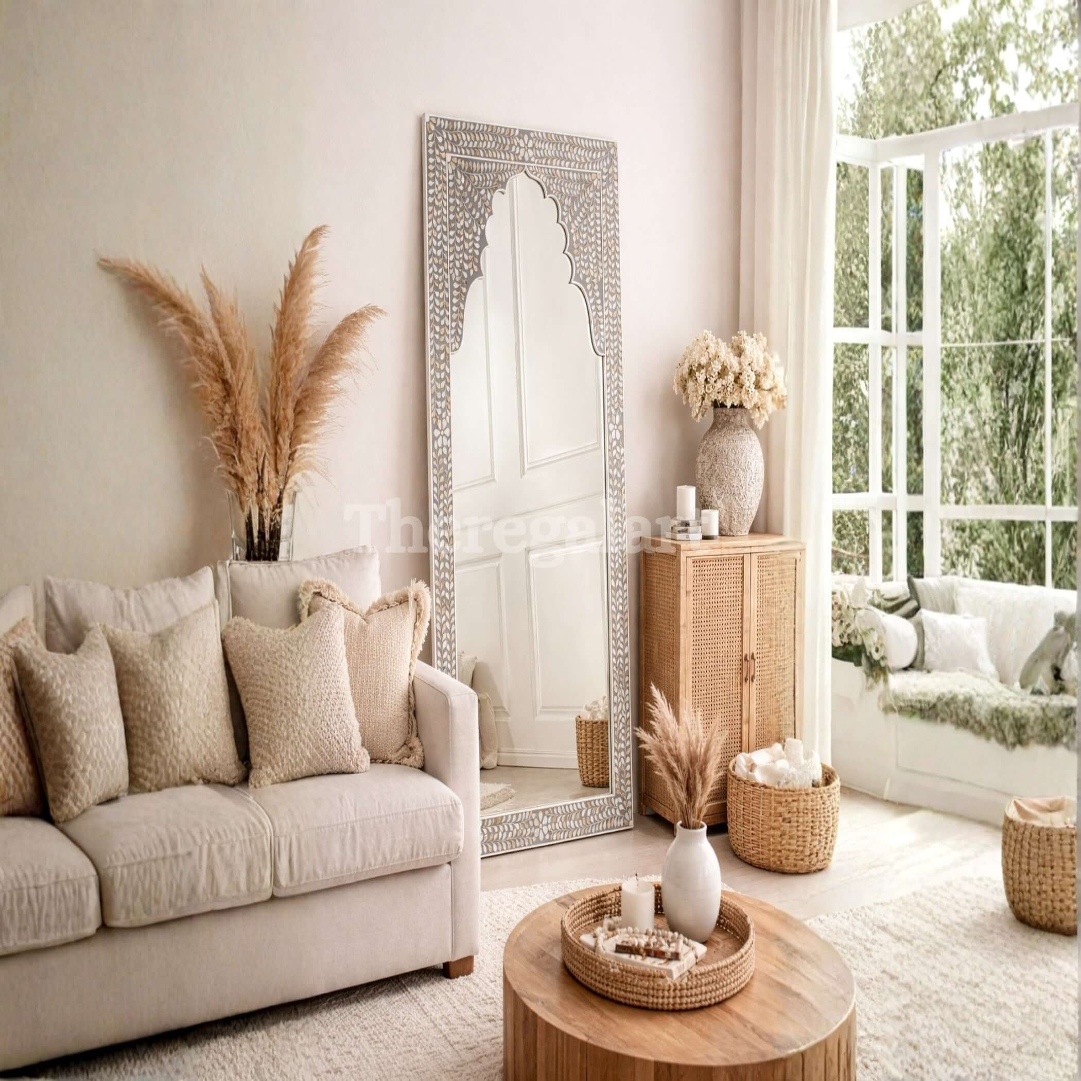 Mother of Pearl Mirror Frame | Luxury Wall Mirror Decor