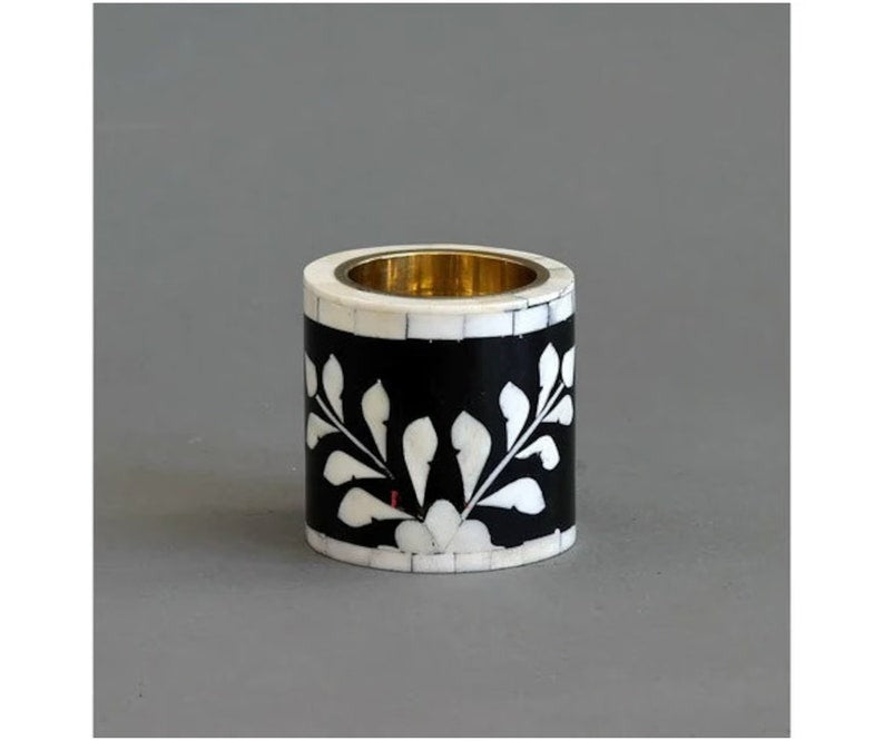 Bone Inlay Candle holder Bone Inlay Candle Stand Floral pattern Resin Decor Vintage Room Decor Candle Stand Handmade Furniture