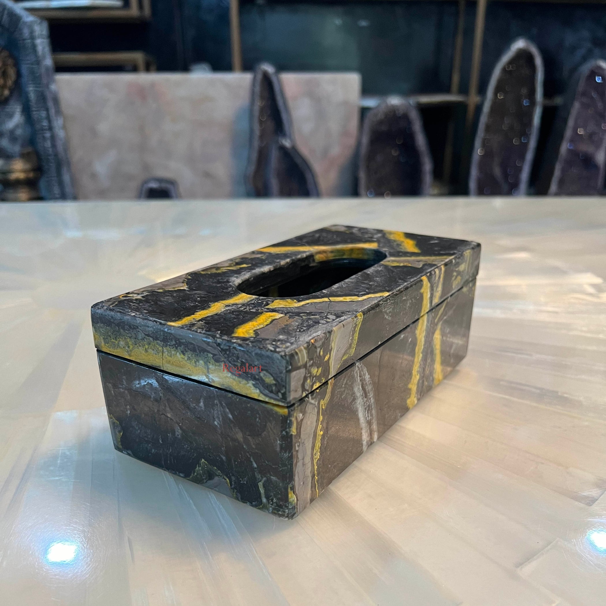 Bumble Bee Stone Tissue Holder | Elegant Table Decor