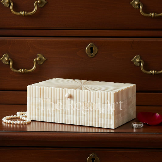 Bone Carved Storage Box | Handmade Inlay, Luxury Home Decor