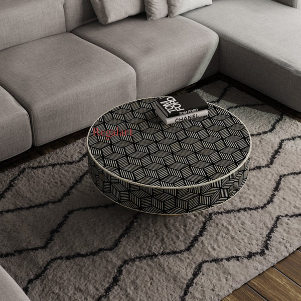 Luxury Unique Pattern Bone Inlay Round Coffee Table