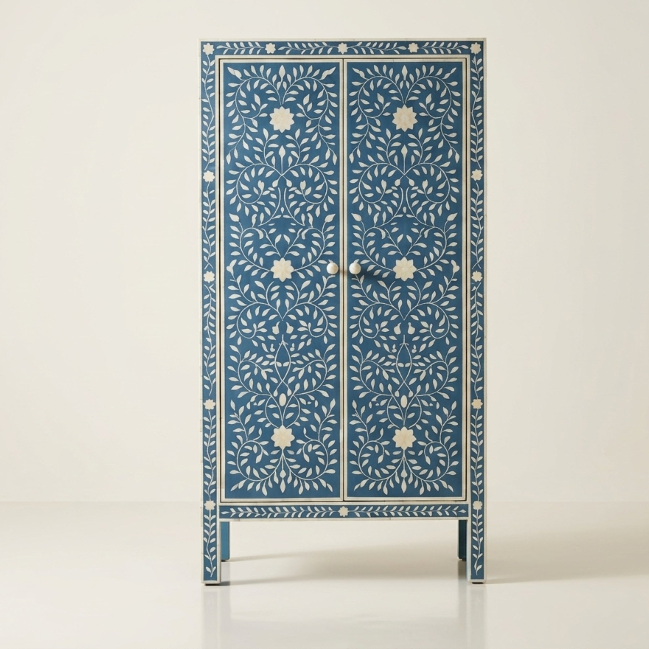 Handmade Bone Inlay Floral Wardrobe | Luxury Wardrobe