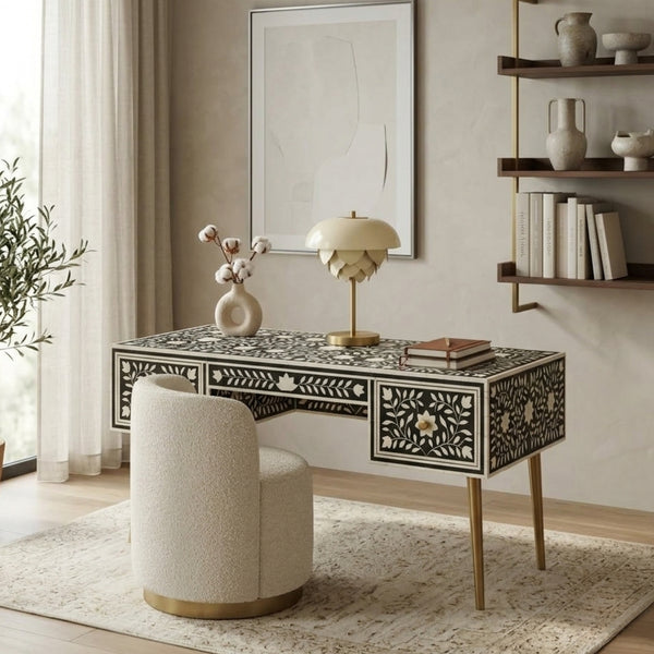Handmade Bone Inlay Writing Desk Table | Luxury Home Decor