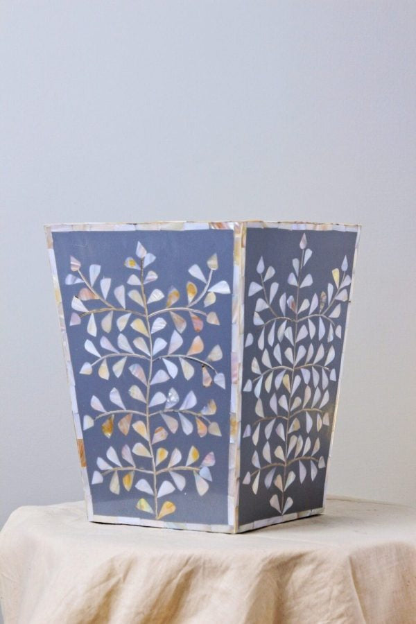 Mother of Pearl West Basket Handmade Floral Pattern - West Box Home Decor