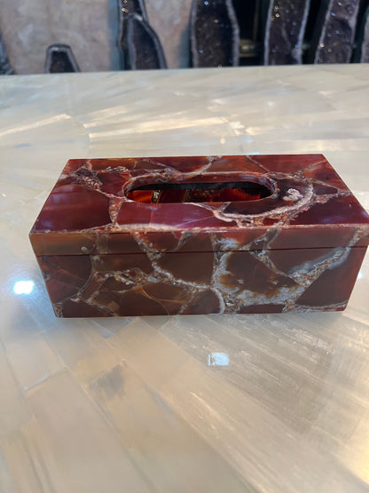 Tissue Box, Napkin Holder, Tissue Holder –Handmade Red Onyx Stone Napkin Paper