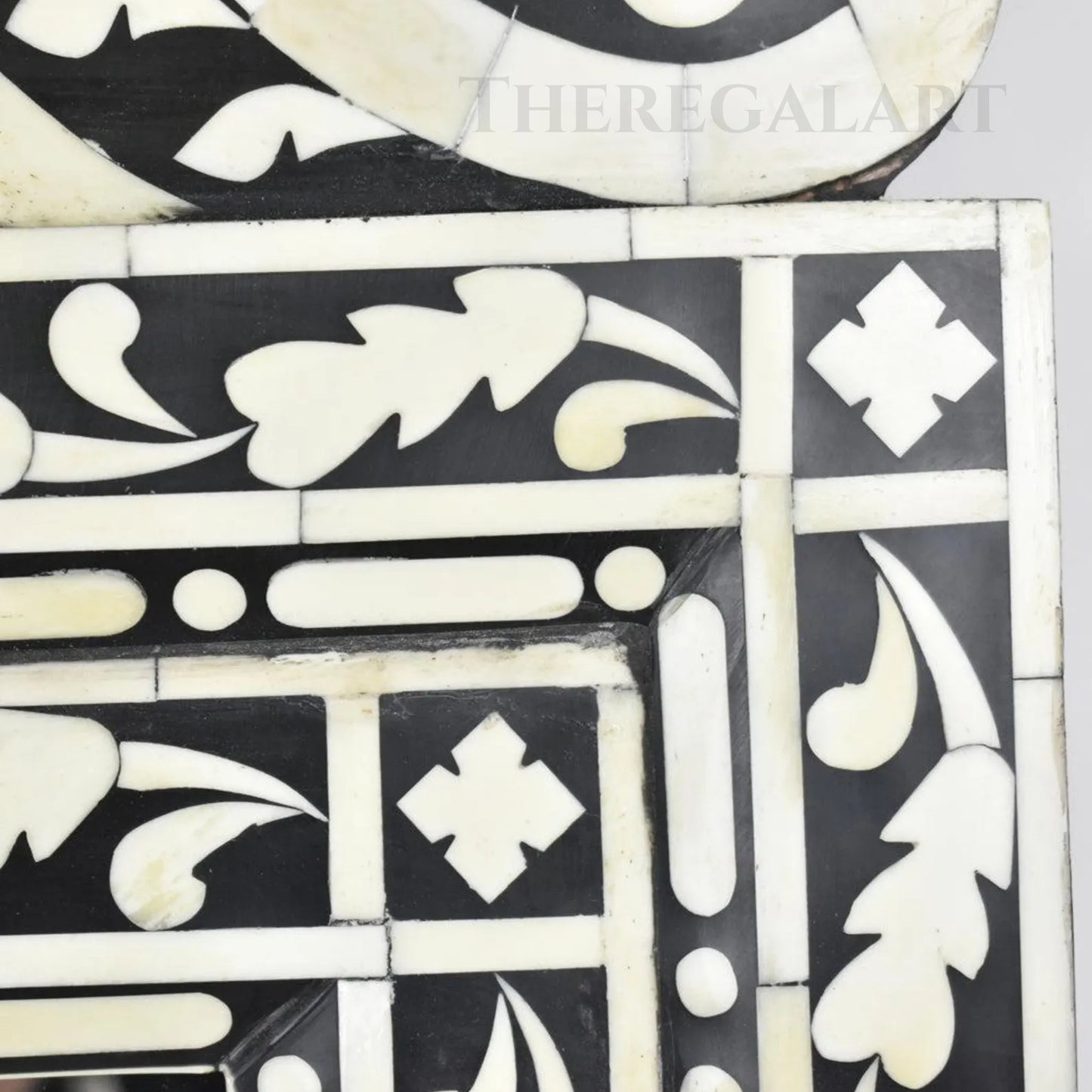 Handmade Bone Inlay Wall Mirror: Baroque Floral Home Decor