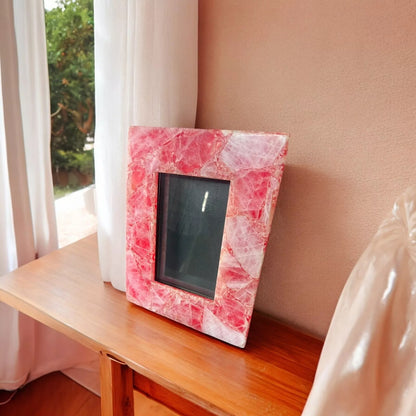 Rose Quartz Picture Frame, Photo Frame, Cherish With Face Roller Gifts