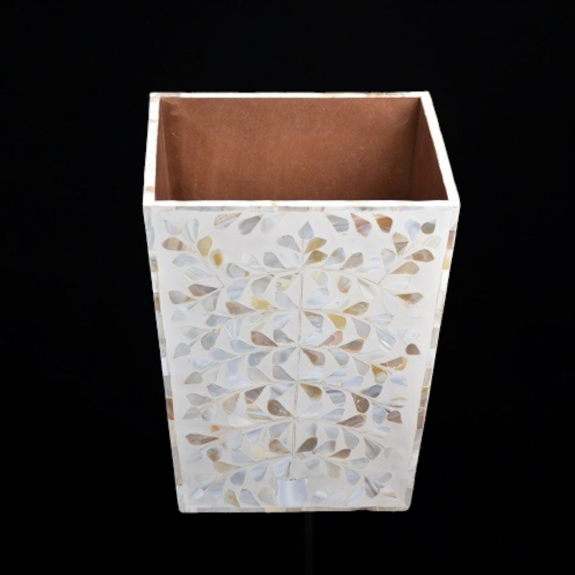 Mother of Pearl West Basket Handmade Floral Pattern West Box Home Decor Art