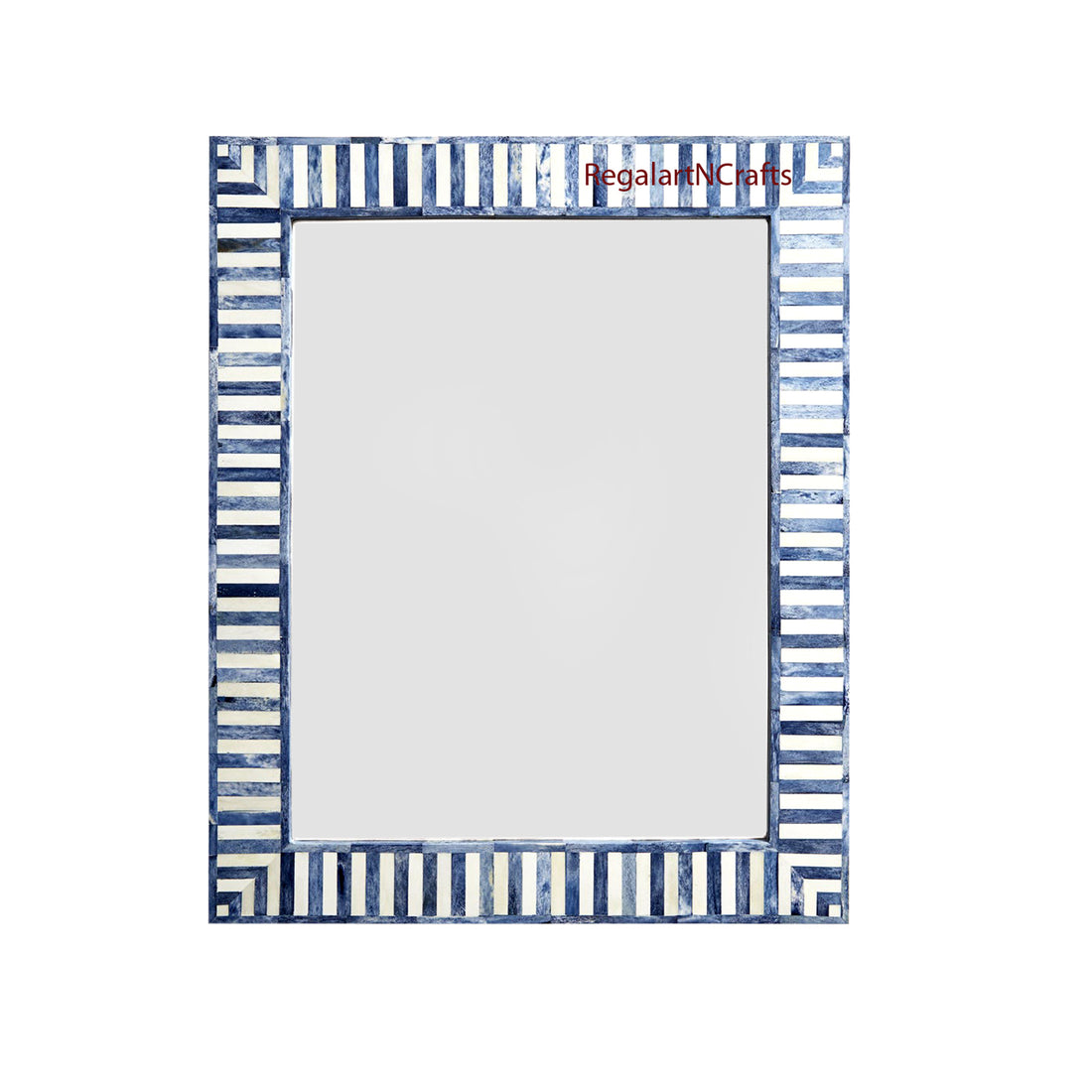 Blue Bone Inlay Unique Pattern Mirror Frame Home Decor Handcrafted Wall Decor