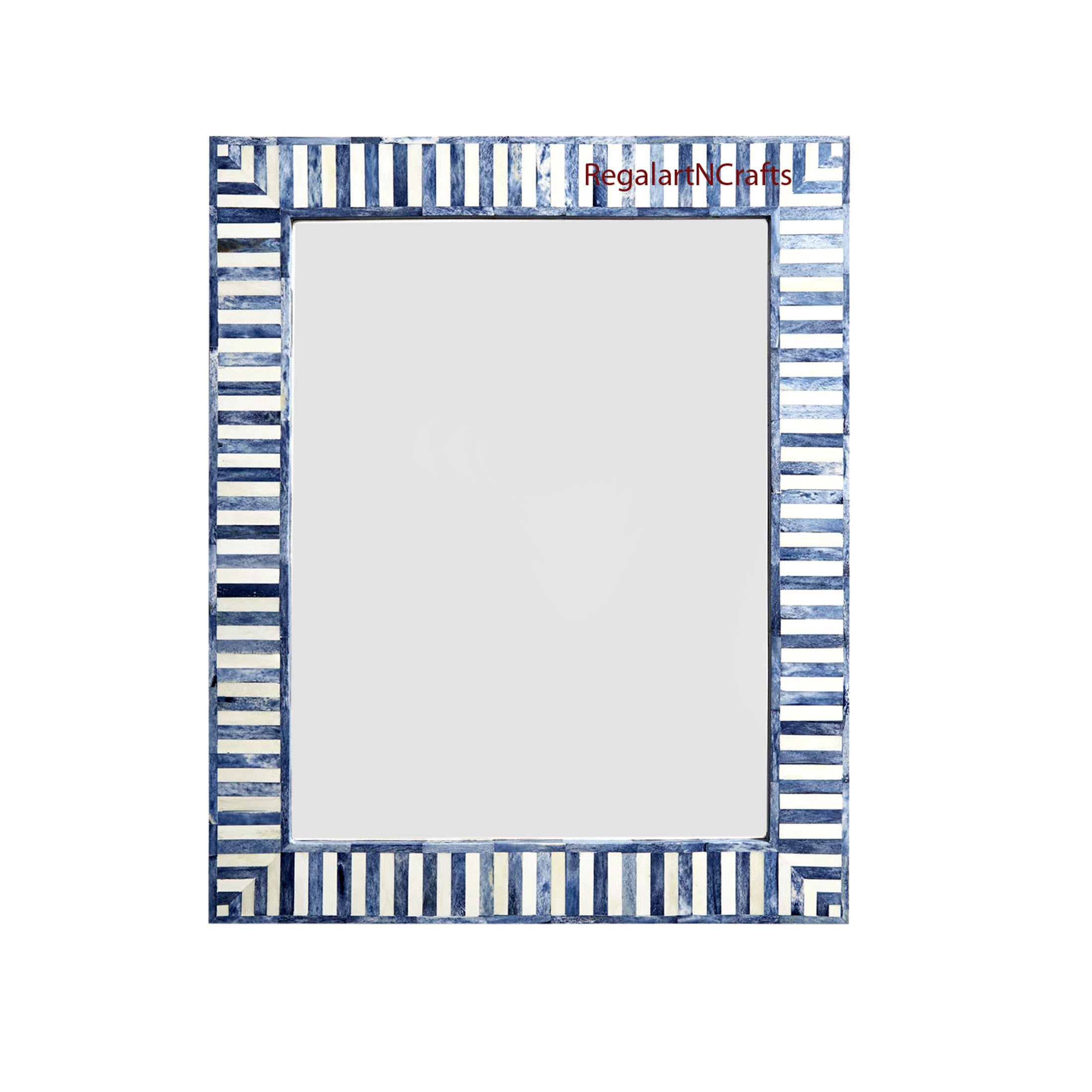 Blue Bone Inlay Unique Pattern Mirror Frame Home Decor Handcrafted Wall Decor