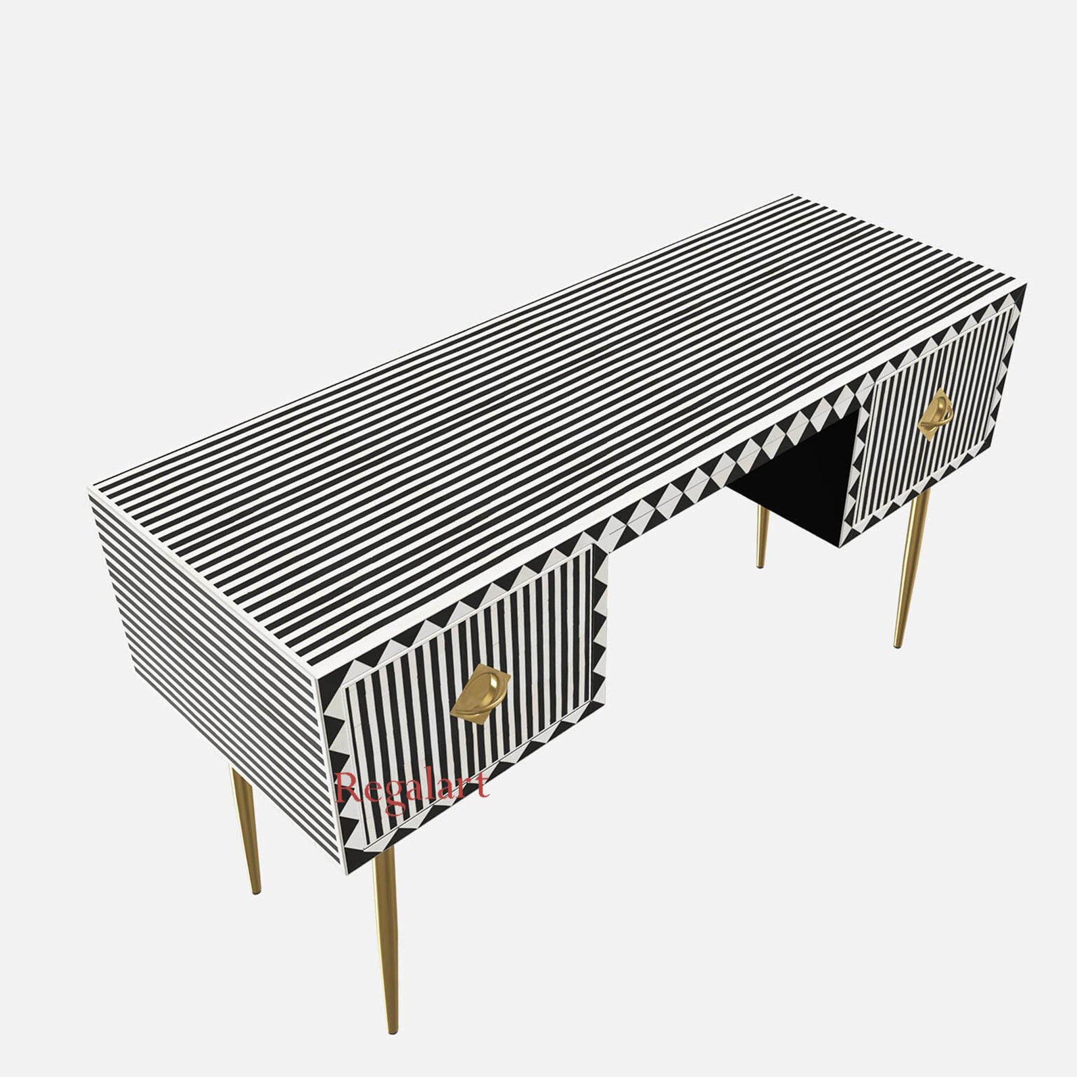Luxury Bone Inlay Waterfall Study Desk | Handmade Home decor