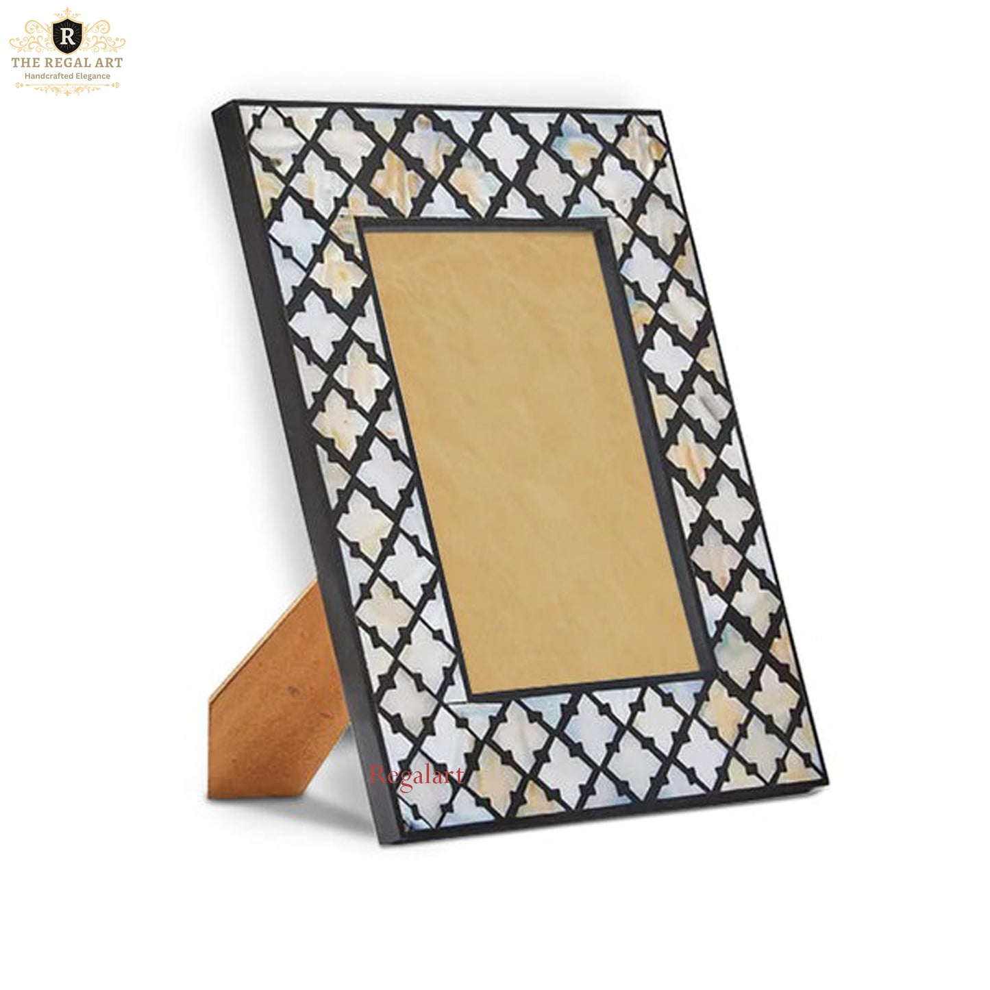 Mother of Pearl Inlay Photo Frame – Geometric Pattern | Handcrafted Picture Frame for Home Décor | Luxury Decorative Frame | Gift Idea