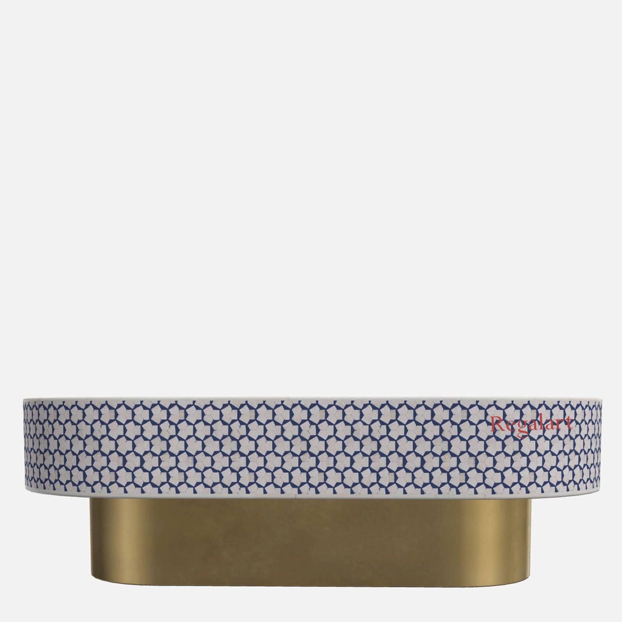 Luxury Targua Bone Inlay Coffee Table – Indigo Oval Design