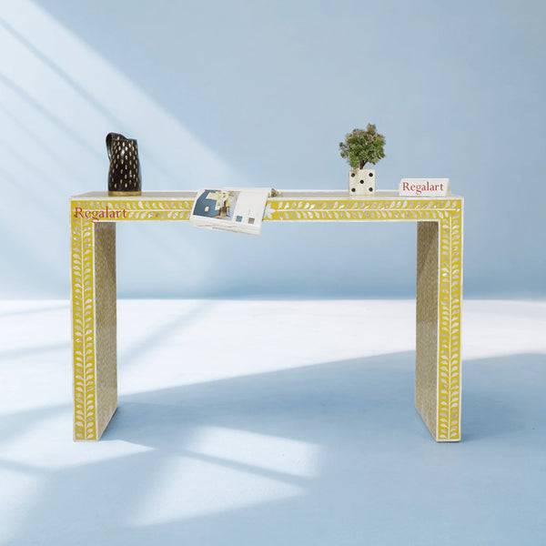 Mother of Pearl Console Table | Handmade Floral Study Desk