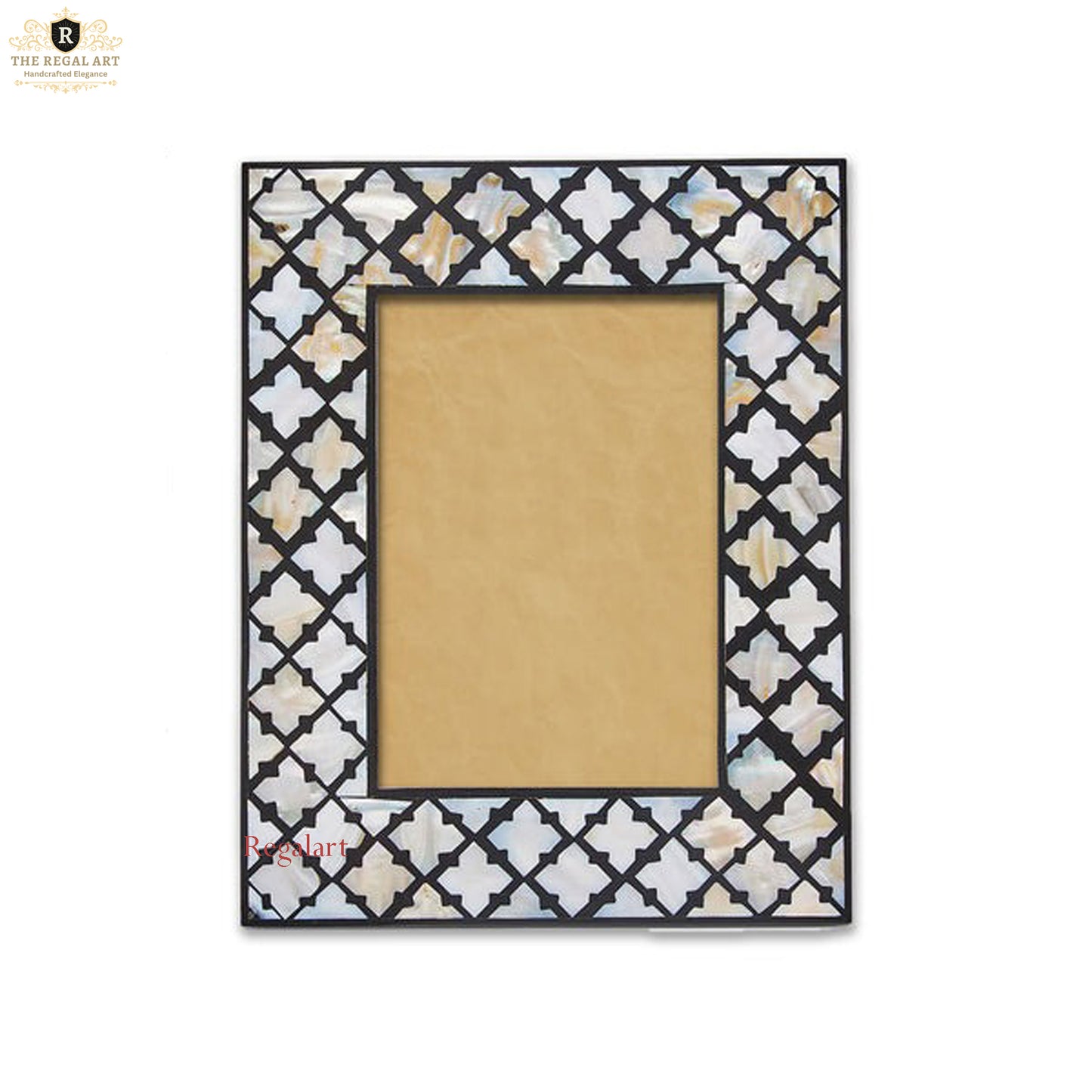 Mother of Pearl Inlay Photo Frame – Geometric Pattern | Handcrafted Picture Frame for Home Décor | Luxury Decorative Frame | Gift Idea