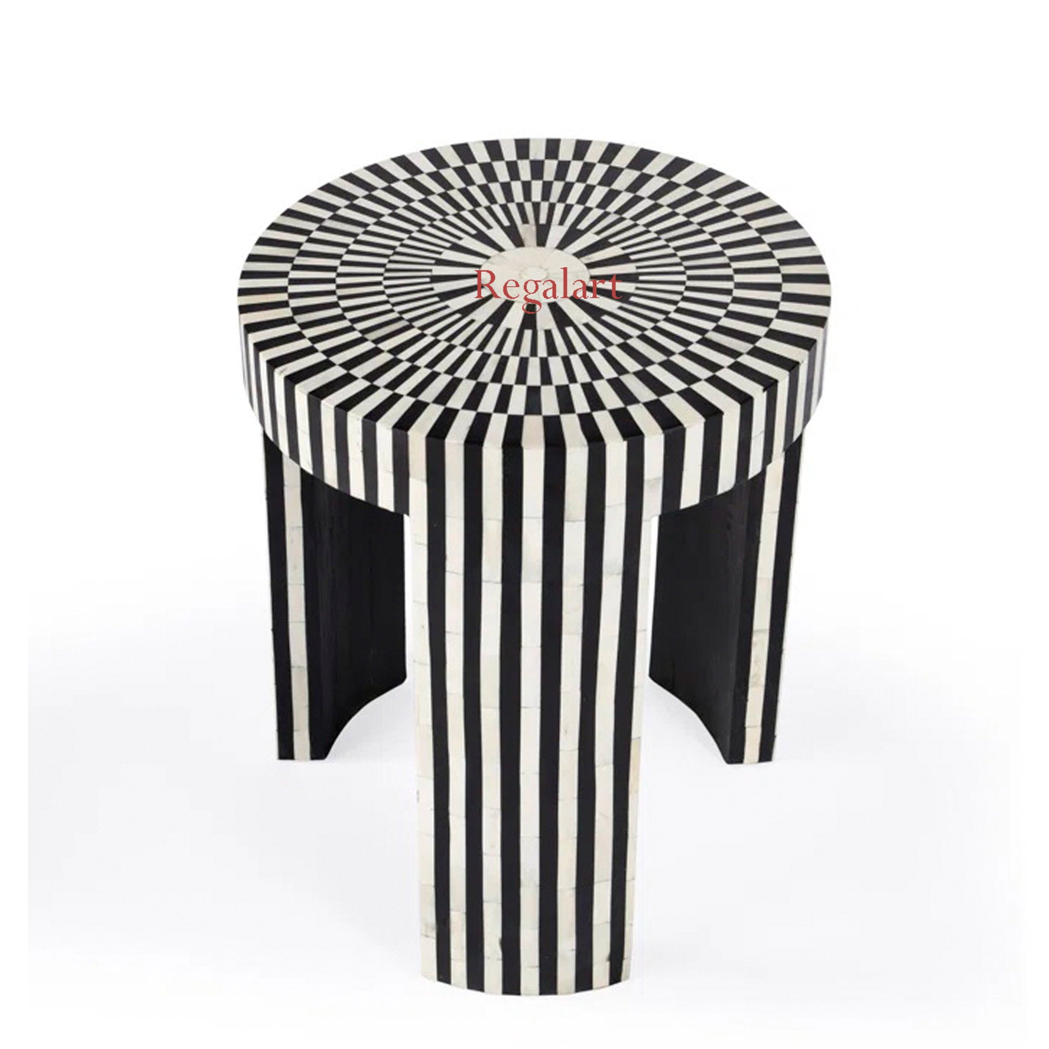 Handmade Bone Inlay Stool Nightstand Corner Table End Stool Home Decor Art